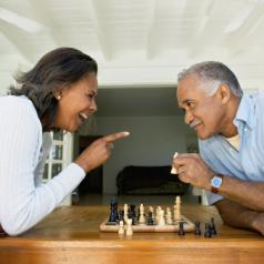 Couple enjoys game of chess