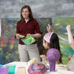 Students excited in art class