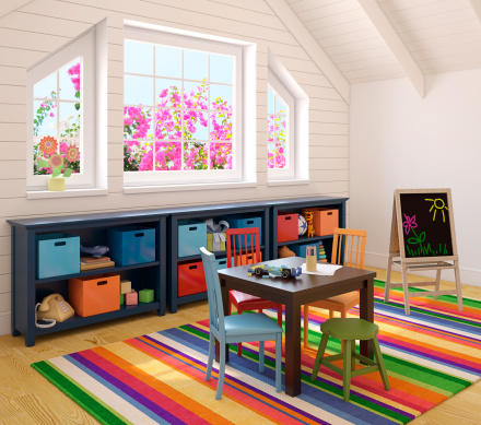 Interior of brightly lit playroom