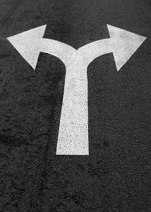 Left or right turn symbol on pavement