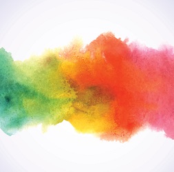 Multicolored watercolor smudges on white canvas