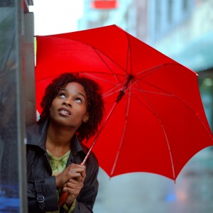 Woman with an umbrella in the rain