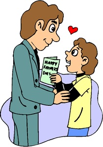 Child giving his father a father's day card