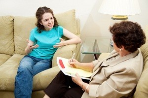 Teen talking to therapist