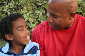 Father talking with son