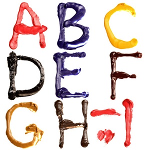 Finger painted letters
