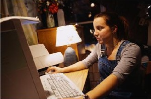Girl using computer