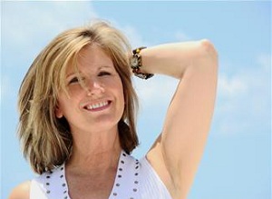 Smiling woman outside