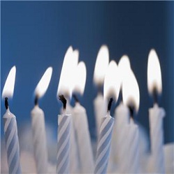Lit birthday candles