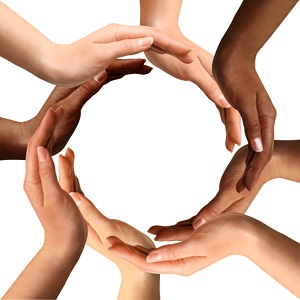 Multiracial Hands Making a Circle