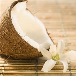 Open coconut and flower