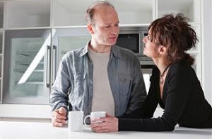 Couple having morning coffee