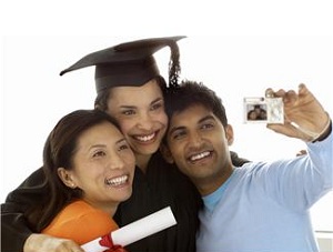 Graduate and family taking self photo