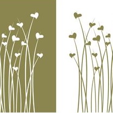 Illustration of hearts in grass