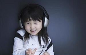 Happy young girl with headphones