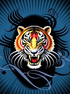 Illustration of roaring tiger