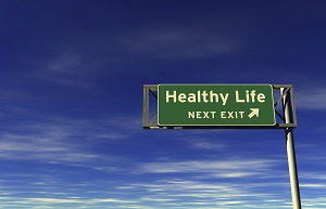 Healthy life freeway exit sign