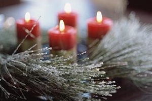 Holiday wreath and candles
