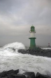 Lighthouse and stormy sea
