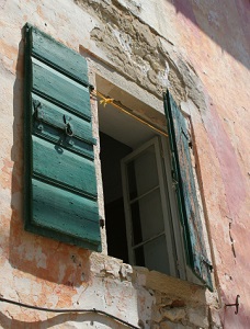 Old window with shutters