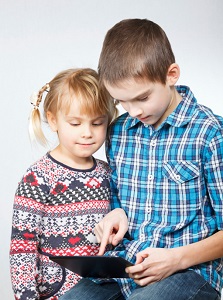 Two kids with tablet