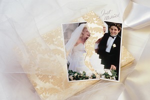 Wedding photo torn in half