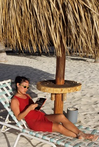 Woman reading in beach chair