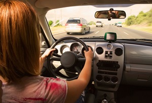 woman driving car