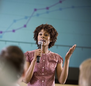 Businesswoman leading a meeting