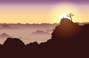 foggy cliff at sunset