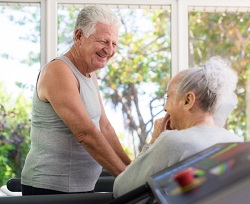Active senior friends working out
