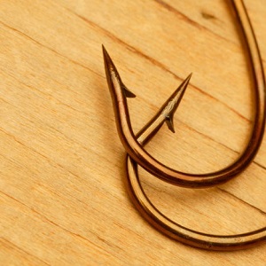 two fishing hooks