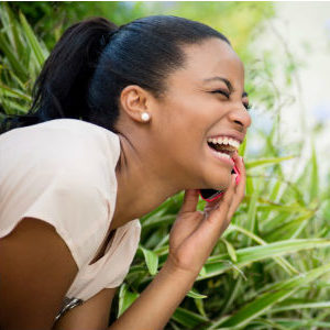 black woman laughing