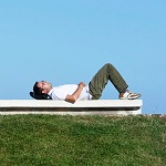 man in meditation outside