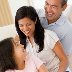 happy mixed race family