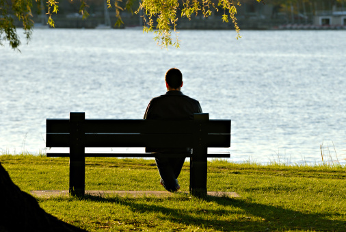 Man alone on bench