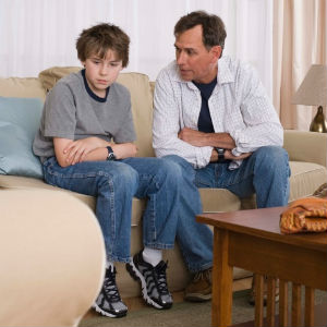 father and son talking