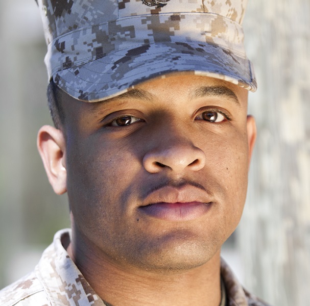 Close-up of soldier's face