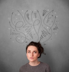 Younger woman experiencing a thought disorder.