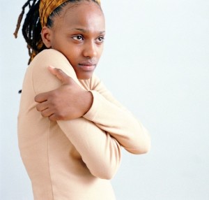 Shy woman