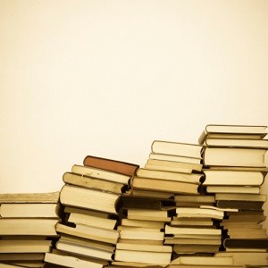 sepia tone stack of books