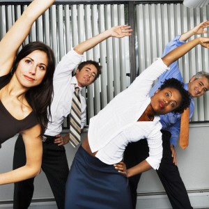 Businesspeople Doing Side Bends