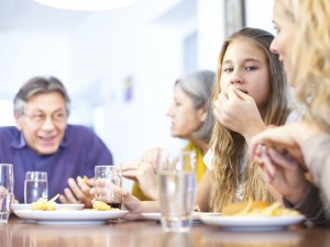 A family eating together