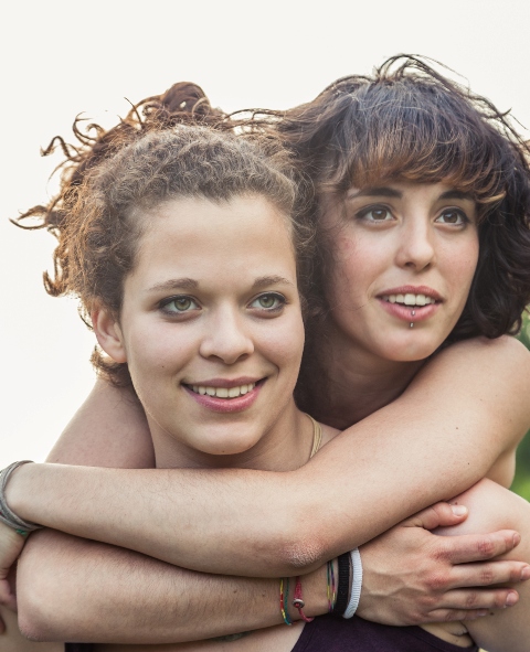 Two young women at the park