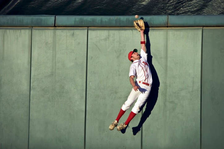 baseball player leaping