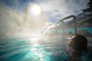 relaxing in hot springs
