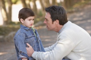 father talking to son