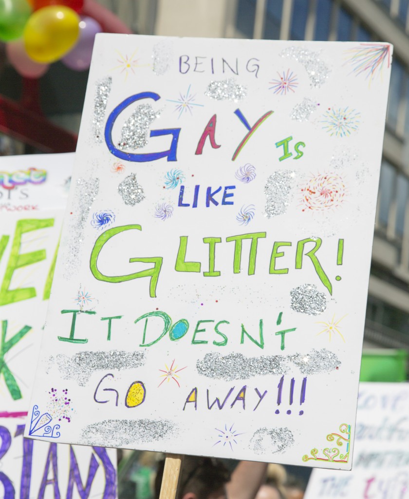 Gay pride sign at a rally