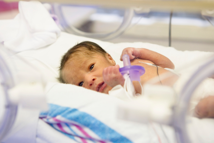 premature baby in incubator