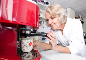 senior woman making coffee-BMH